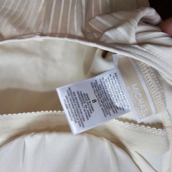 Michael Kors Women's bone Ribbed Square Tank One Piece Swimwear Swimsuit Size 8 - Picture 12 of 14